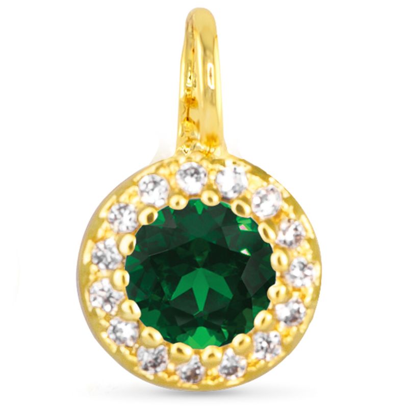 Green CZ Halo Charm Gold